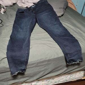 Old Navy Rockstar super skinny dark wash jeans with raw hem in great condition